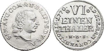 1/6 taler, daalder 1770 Lippe-detmold Simon August 1734-1782, Verzenden