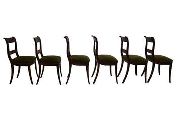 Set van 6 antieke mahonie eetkamerstoelen – Biedermeier/Empi, Ophalen of Verzenden, Nieuw