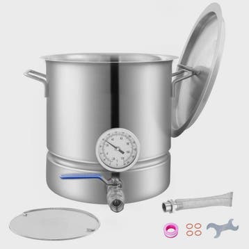 5 Gallon RVS Brouwketel met Thermometer, Kraan en Filter - I, Verzenden, Nieuw
