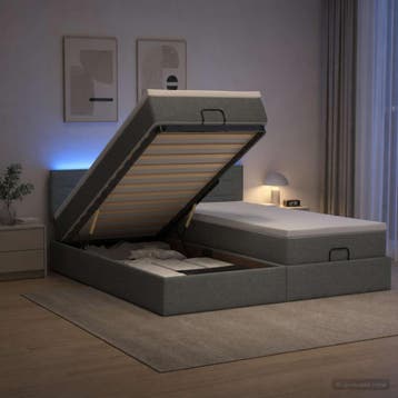vidaXL Ottoman Bed met Matrassen en LED Donkergrijs 200 x, Verzenden, Nieuw, Grijs