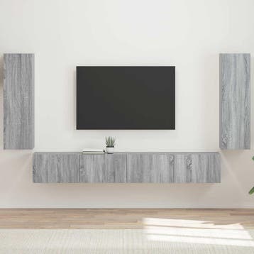 vidaXL TV Wandkast Set 4 st Grijs Sonoma Bewerkt hout, Huis en Inrichting, Kasten | Televisiemeubels, Minder dan 50 cm, Verzenden