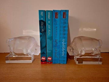 Lalique - René Lalique - Boekensteunen (2) - Kristal - Bizon