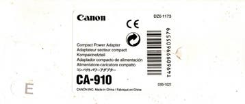 Canon CA910 AC-Adapter / Lader voor Camcorders XL1, GL1, Op, Verzenden, Nieuw