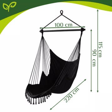 Gardlov Hangstoel Zwart met Kussens en Voetensteun 210 cm..., Tuin en Terras, Ophalen of Verzenden, Nieuw