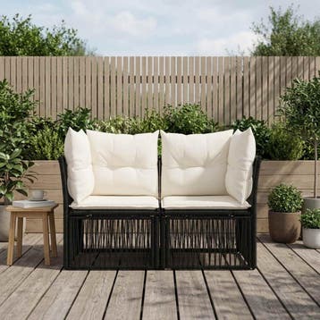 vidaXL Tuinbank 2-Aantal zitplaatsen Zwart poly rattan, Verzenden, Nieuw, Rotan