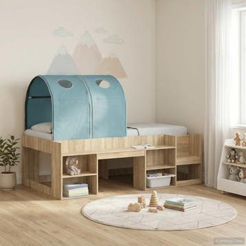 vidaXL Bedtunnel voor kinderbedden 2 st Lichtblauw Polyester, Verzenden, Nieuw, Blauw