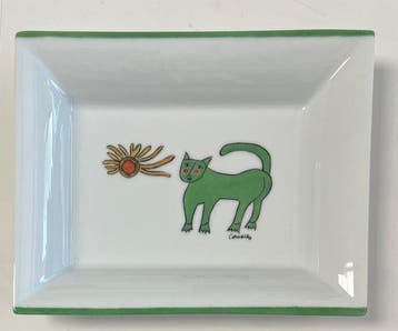 Corneille (1922-2010) - sculptuur, Plat Le chat vert et le