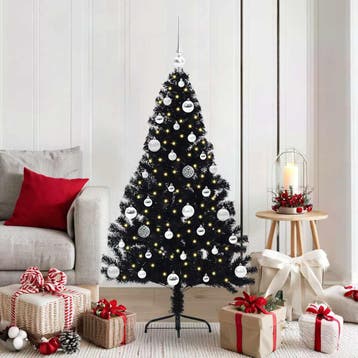 vidaXL Kunstmatig Voorverlicht Kerstboom met 150 LED Zwart, Diversen, Kerst, Verzenden, Nieuw