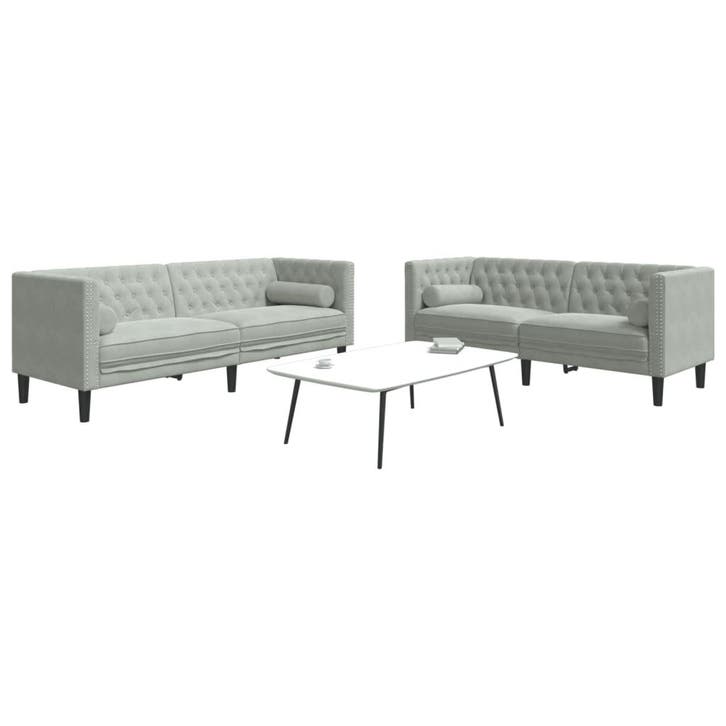 vidaXL 2-delige Loungeset Chesterfield met bolsters fluweel, Huis en Inrichting, Banken | Bankstellen, Nieuw, Stof, Vierpersoons of meer