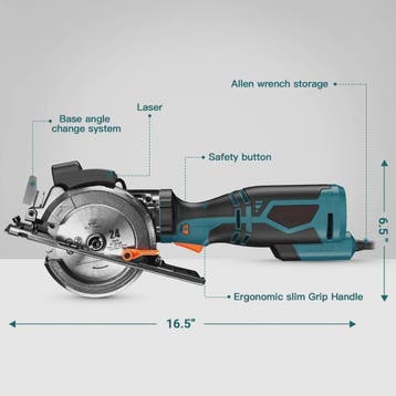 DOVAMAN Mini Cirkelzaag met Laser - 710W, 3500rpm, 6 Zaagbla, Verzenden, Nieuw
