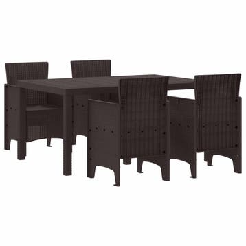 vidaXL Tuin Eetset 5 st Bruin Polt riet, Verzenden, Nieuw, 5 zitplaatsen