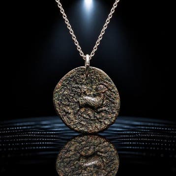 Zeldzaam Grieks Brons Zodiac-munthanger met Ram (RAM) en