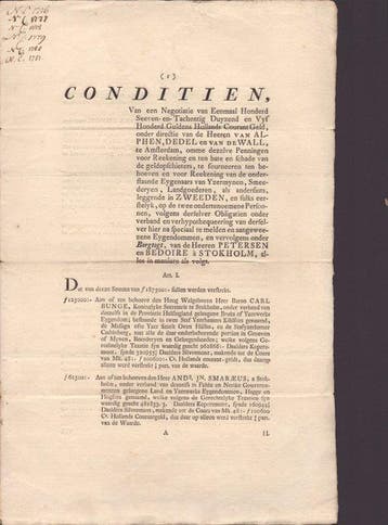 Zweden. Ijzermijnen Zweden Aandeel 1771