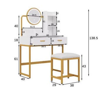 Verlichte make-uptafel met HD-spiegel en lades, Huis en Inrichting, Tafels | Kaptafels, Verzenden, Nieuw