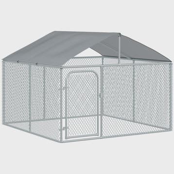 PawHut Grote Buitenren voor Honden met Dak - Gevl. Staal - 2, Dieren en Toebehoren, Hondenhokken, Verzenden, Nieuw