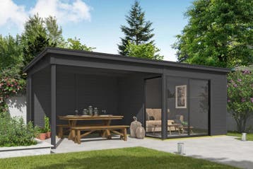 Outdoor Life Tuinhuis Julia met Overkapping Carbon Grey 645, Nieuw