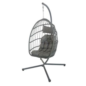 Hangstoel Inklapbaar Grijs | Nieuw | OP=OP, Ophalen of Verzenden, Nieuw, Wicker, Inklapbaar