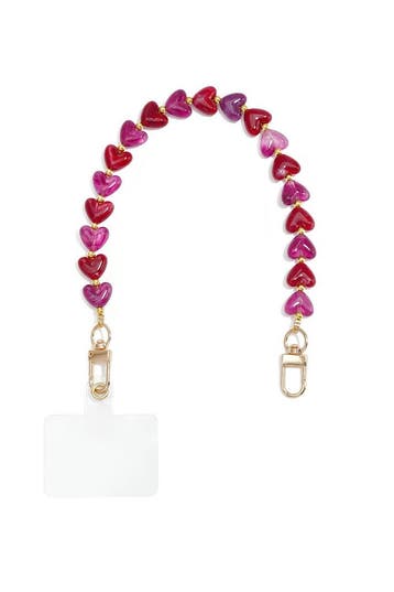 Goudlief Telefoonketting met hartje, eenvoudig, acryl, da..., Verzenden, Nieuw