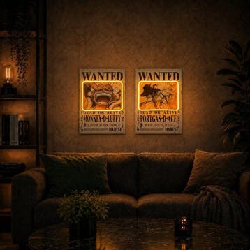 LEDMansion - Wanted Luffy & Ace - 25x35cm | LED-wandkunst -, Nieuw