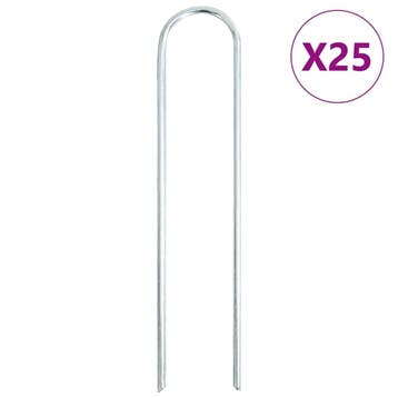 vidaXL Grondharingen 25 st U-vormig 20x3,5 cm gegalvaniseerd, Caravans en Kamperen, Verzenden, Nieuw