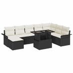 vidaXL Tuin Sofa Set met kussen met opslag 9 pcs Zwart en, Verzenden, Nieuw, Rotan, Meer dan 8 zitplaatsen