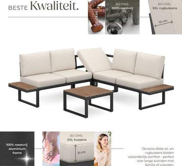 2dekans | tectake® Tuinset - loungeset 4-delig -, Ophalen of Verzenden, Zo goed als nieuw