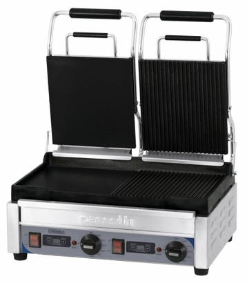Dubbele rvs Contact Panini Grill | Smooth / gegroefde, Verzenden, Nieuw in verpakking