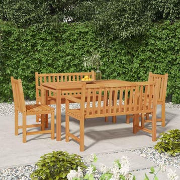 vidaXL 5-delige Tuinset massief teakhout, Verzenden, Nieuw, Teakhout, Tuinset