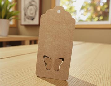 25 x bruine kartonnen labels met vlinder – 40 x 90 mm, Ophalen of Verzenden, Nieuw