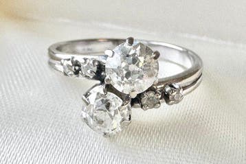 Other brand - Ring - 18 karaat Witgoud, Fabulous Toi et Moi, Nieuw
