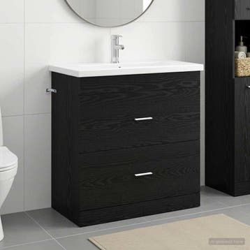 vidaXL Badkamermeubelset Zwart eiken 81 x 40 x 84,5 cm, Verzenden, Nieuw