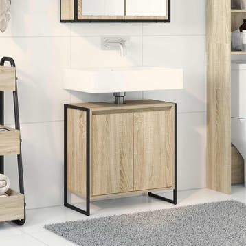 vidaXL Badkamer Kast Sonoma 60 x 30 x 60 cm Bewerkt hout, Verzenden, Nieuw