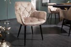 Design stoel MILANO champagne fluweel met Chesterfield, Huis en Inrichting, Stoelen, Ophalen of Verzenden, Nieuw