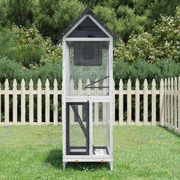 vidaXL Volière 60x58,5x160 cm massief grenenhout grijs, Verzenden, Nieuw