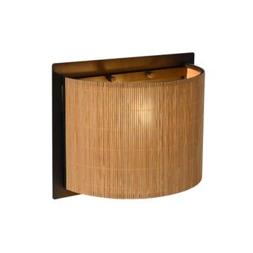 Bruine wandlamp Magius, rotan, Huis en Inrichting, Lampen | Wandlampen, Ophalen of Verzenden, Nieuw, Overige materialen