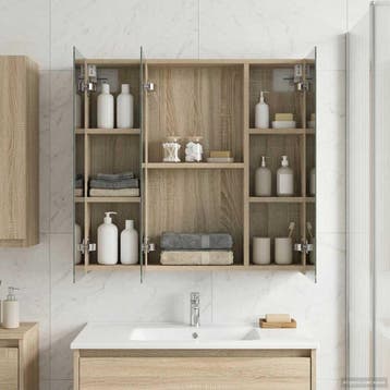 vidaXL Badkamer spiegelkast Sonoma Eiken 70 x 14,5 x 70 cm, Huis en Inrichting, Tafels | Kaptafels, Verzenden, Nieuw