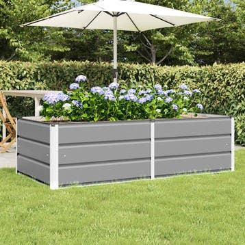 vidaXL Plantenbak Lichtgrijs 160 x 80 x 45 cm Staal, Tuin en Terras, Bloembakken en Plantenbakken, Verzenden, Nieuw, Metaal, 60 tot 100 cm