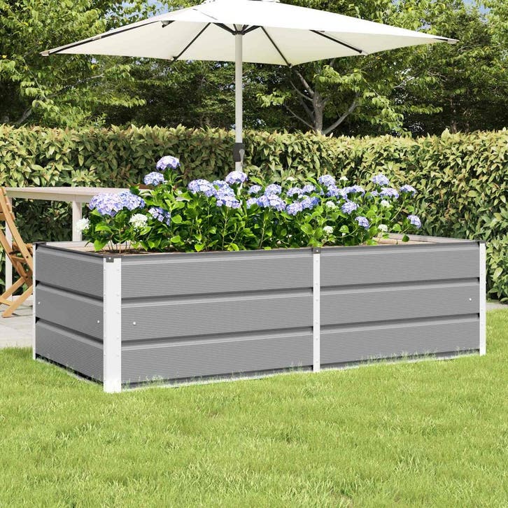 vidaXL Plantenbak Lichtgrijs 160 x 80 x 45 cm Staal, Tuin en Terras, Bloembakken en Plantenbakken, 60 tot 100 cm, Nieuw, Metaal