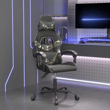 vidaXL Gamestoel draaibaar kunstleer zwart en camouflage, Verzenden, Nieuw, Groen
