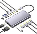 DrPhone MD1 12 in 1 Multipoort USB C HUB 4K - 3 Schermen - D, Verzenden, Nieuw