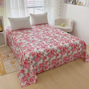 Rood Bloemenprint Top Sheet - Diverse Maten - 150x200 cm, Verzenden, Nieuw