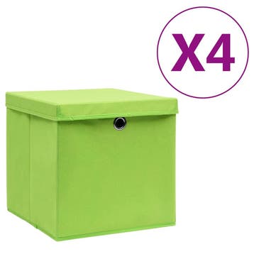 vidaXL Opbergboxen met deksel 4 st 28x28x28 cm groen, Huis en Inrichting, Verzenden, Nieuw