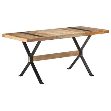 vidaXL Eettafel 160x80x76 cm ruw mangohout, Huis en Inrichting, Verzenden, Nieuw
