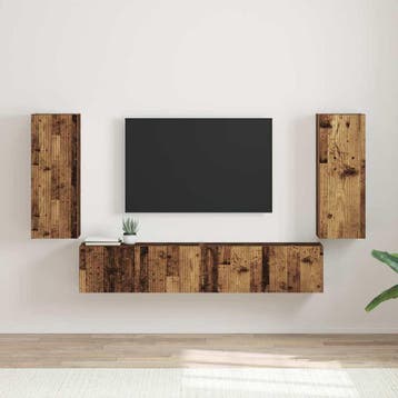 vidaXL TV Wandkast 2 st Oud Hout Bewerkt hout, Minder dan 50 cm, Verzenden, Nieuw, Minder dan 100 cm