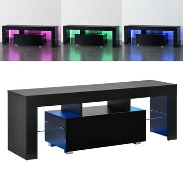Tv meubel Grimsey met led verlichting 130x35x45 cm zwart, Verzenden, Nieuw