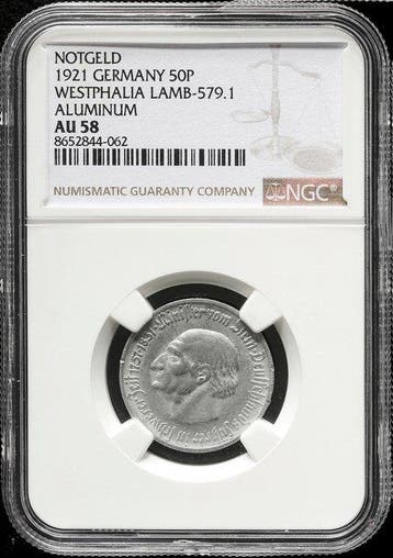 Duitsland, Westfalen 50 Pfennig 1921 - NGC AU58