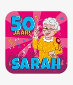 Huldeschild 50 Jaar Sarah Cartoon, Kleding | Dames, Carnavalskleding en Feestkleding, Ophalen of Verzenden, Nieuw