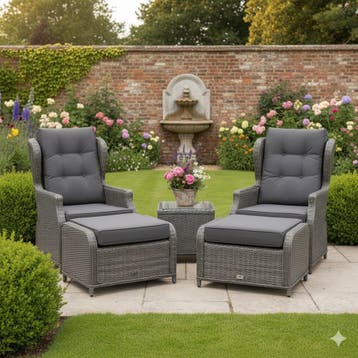 Toscane XL lounge balkonset verstelbaar 3-delig antraciet, Tuin en Terras, Ophalen of Verzenden, Nieuw, Wicker