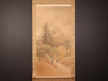 Huge and very fine scroll Spring Scenery On A Bamboo Path,