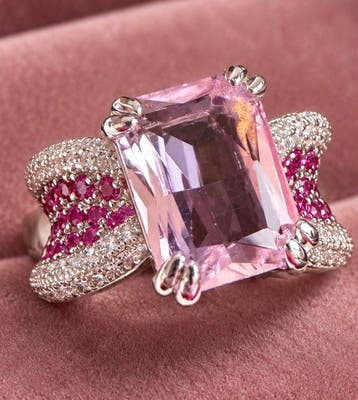 Elegante Kunziet asymmetrische 925 zilveren ring - Ring, Nieuw